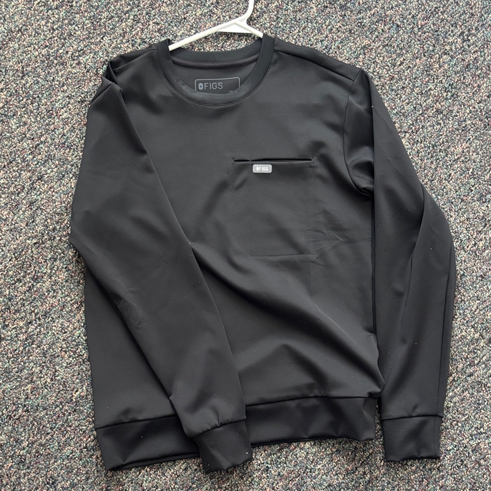 FIGS Men's Black Crewneck Performance Sweater